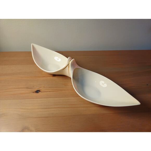 Vintage Lenox Made in USA Double Serving Bowl – Mid Century Porcelain - Picture 3 of 5